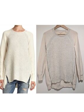 Rebecca Taylor | Mixed Knit Side Zip Tunic Sweater In Cream